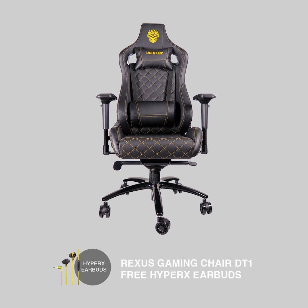 Kursi Gaming Chair Rexus DT1 With Hyperx Earbuds