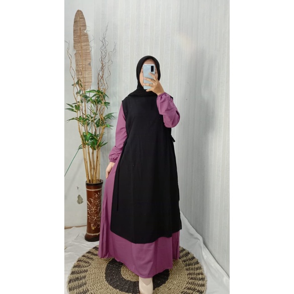 gamis set outer zalfa shakila mix ceruty termurah terbaru pakaian wanita muslim syari babydoll