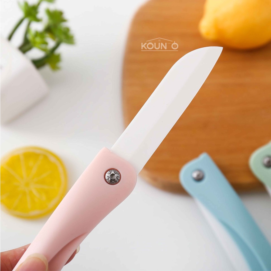 Pisau Dapur Lipat Pisau Travel Keramik Potong Memotong Buah Sayur Portable Folding Ceramic Knife