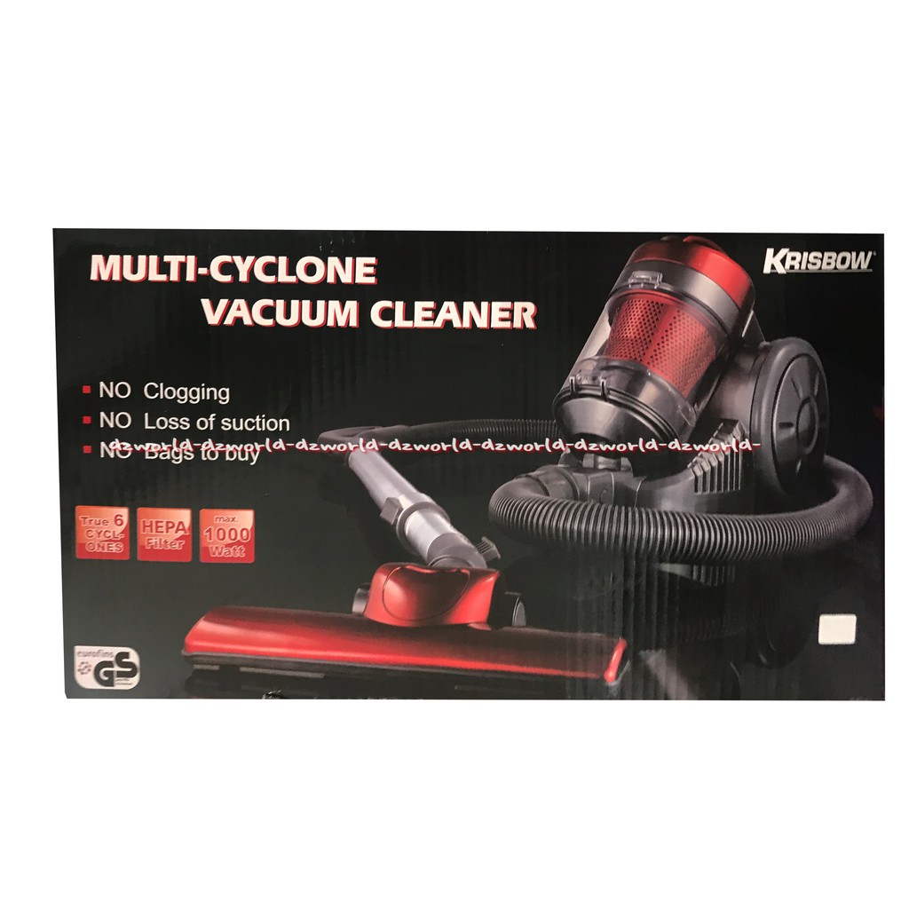 Krisbow Multi-Cyclone Vacuum Cleaner dengan kapasitas tangki debu 1.5 liter &amp; daya listrik 1000 watt