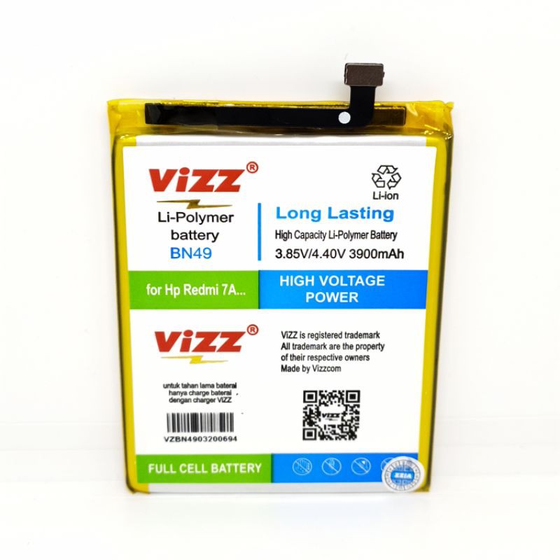 Baterai Batre Vizz Xiaomi Redmi 7A BN49 Original Vizz