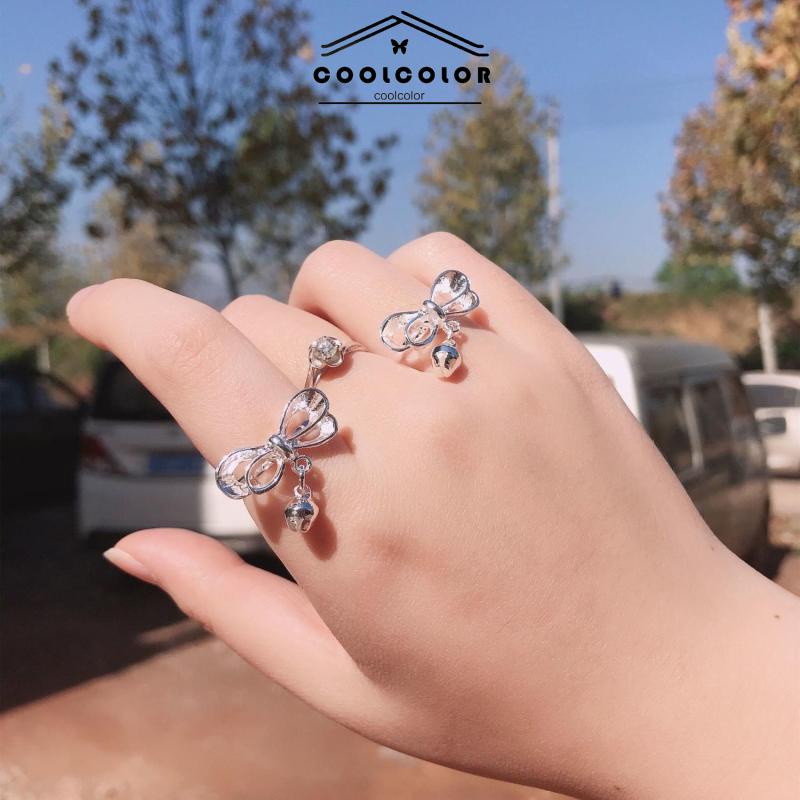 Murah❤️Cincin Perak lonceng  Busur Bell kupu-kupu Yang Dapat Disesuaikan Wanita Perhiasan Ring Aksesoris Ready Stock