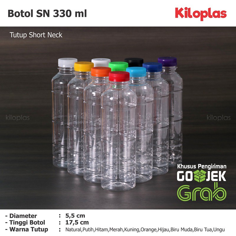 Botol Plastik 330 ml / Botol Almond 330 ml (Khusus GOJEK/GRAB)