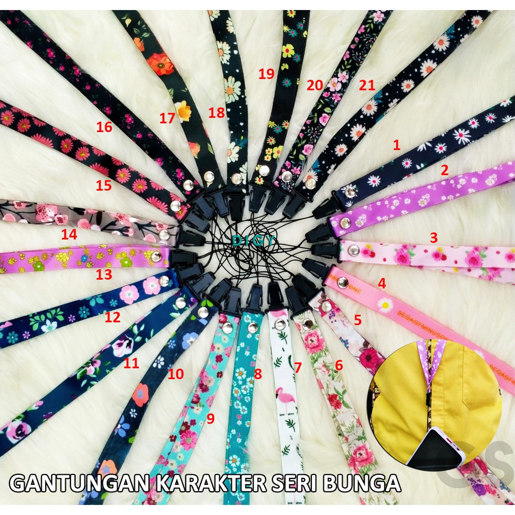 Gantungan Hp Karakter Flower Bunga Daisy Rose Mawar Bunga Lilac