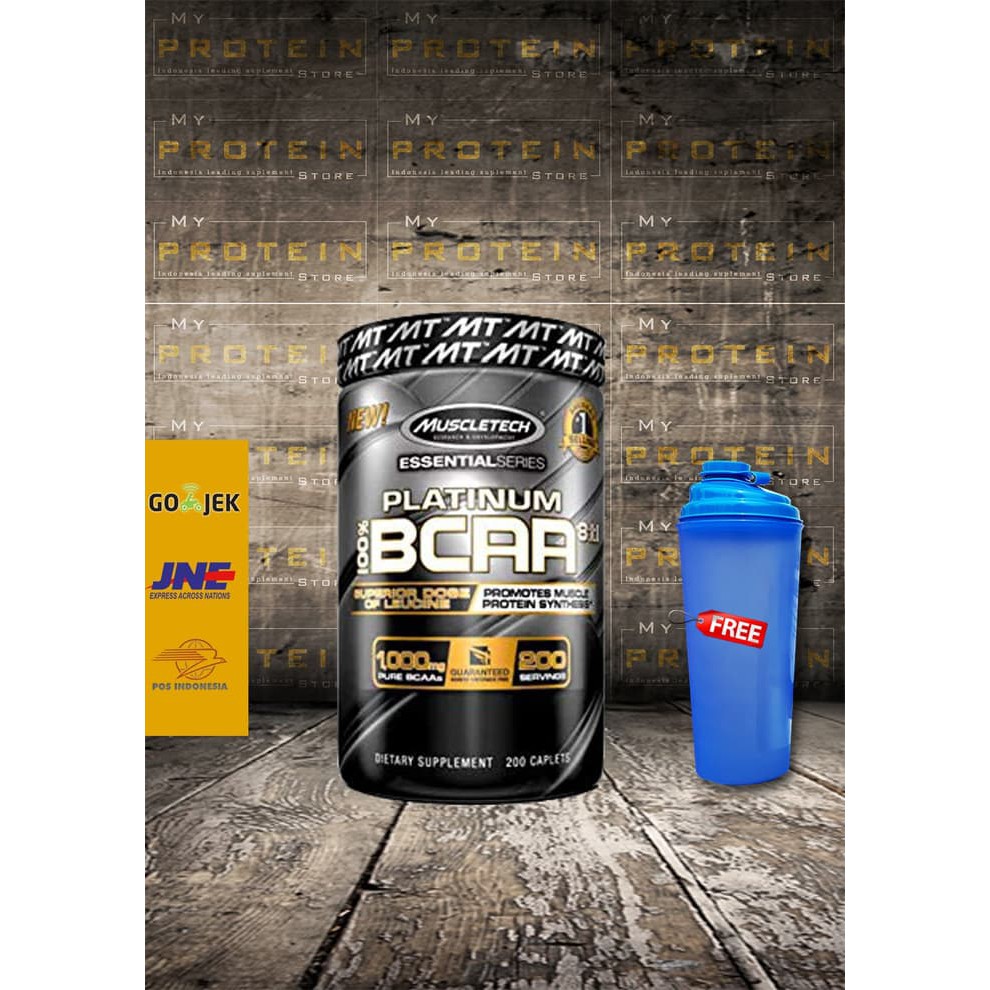 Suplemen Fitness | Muscletech Platinum BCAA 8:1:1 200 caps FREE SHAKER