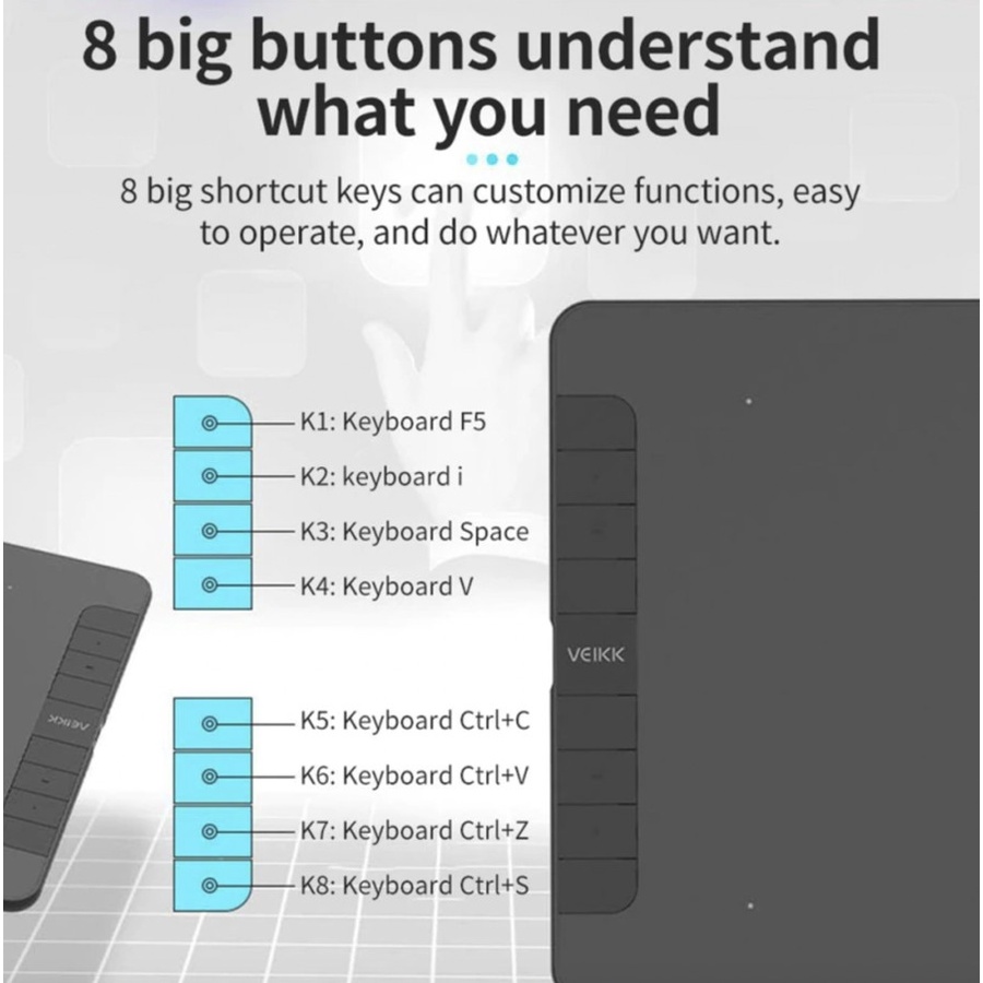 VEIKK VK1060 Digital Graphic Drawing Pen Tablet OSU Alt S640 A30 A50