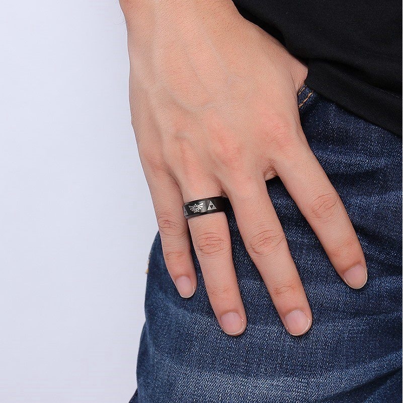 Cincin Bahan Stainless Steel Ukuran 8mm Warna Hitam Untuk Pria