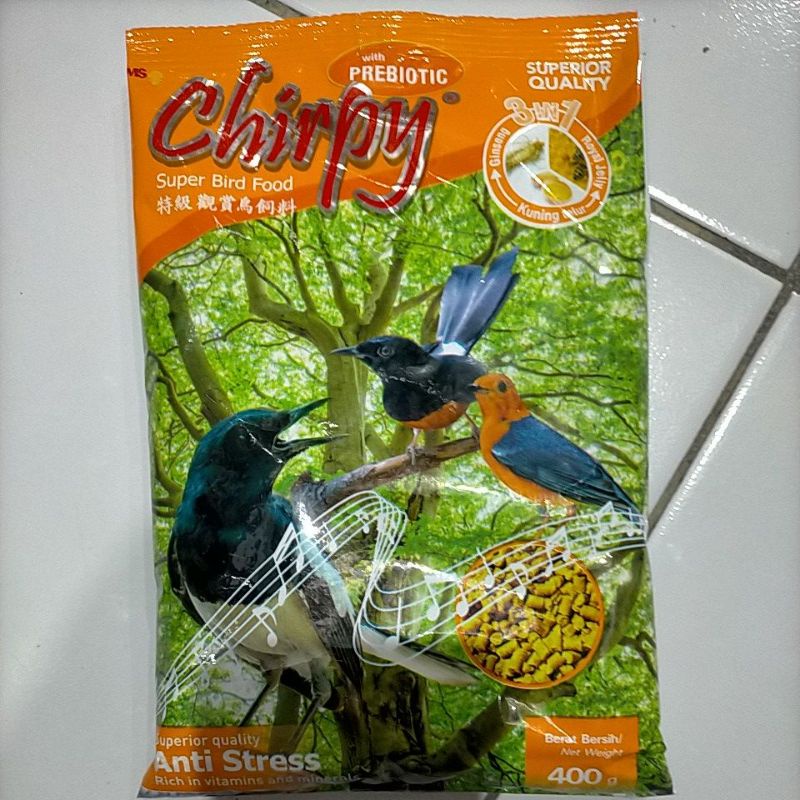 Chirpy voer pakan segala jenis burung jalak murai trucuk kacer cendet anis merah