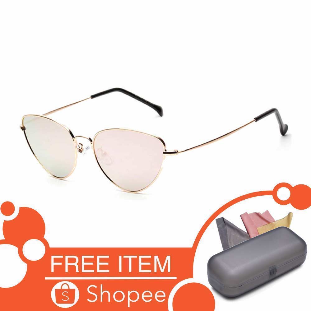 Anti UV Sunglasses Eye Cat [ Pink-X ] Kacamata Wanita - MLB FREE KOTAK KACAMATA