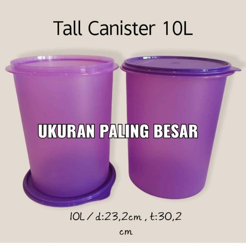 TALL CANISTER 10L TUPPERWARE MURAH PROMO TOPLES UNGU KEKINIAN