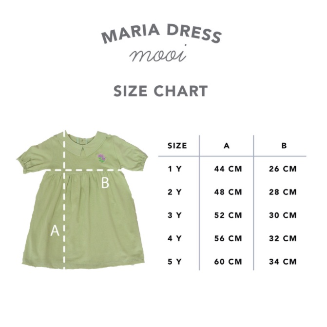 MOOI Maria Dress 1-5 Tahun Dress Anak Perempuan Fashion CBKS