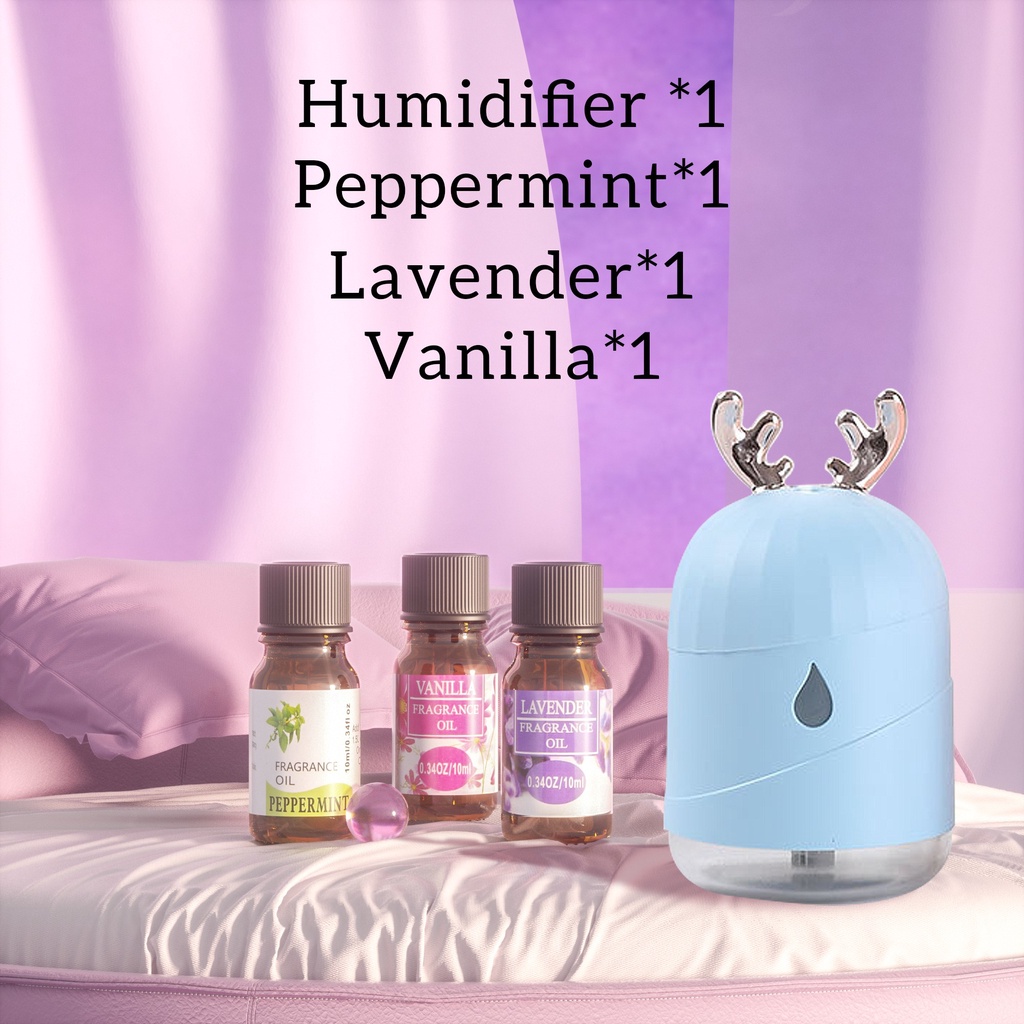 [endear]100% ORI cute Bear Humidifier 220ML Essential Oil Diffuser Aroma Terapi Pengharum Ruangan-Blue *1+OIL*3