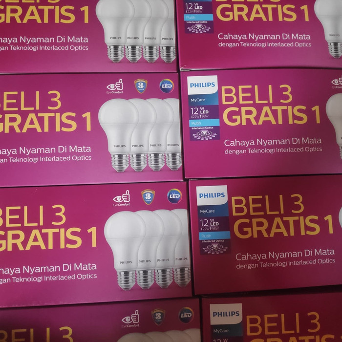 Lampu LED Paket Philips 12W Putih isi 4 Promo 12 W Multipack MyCare