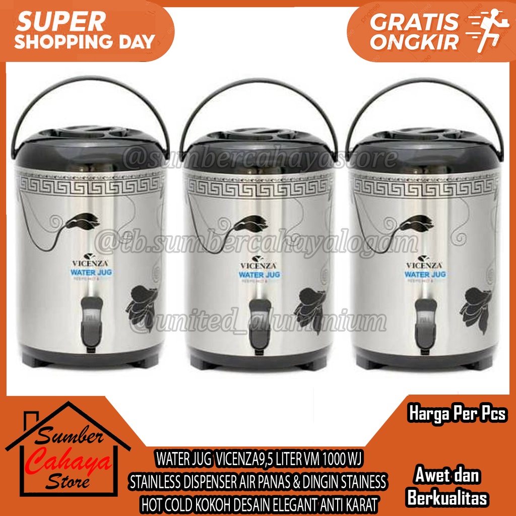 WATER JUG VICENZA 9,5 LITER VM 1000 WJ TERMOS DISPENSER AIR PANAS & DINGIN STAINLES WADAH AIRR HOT C