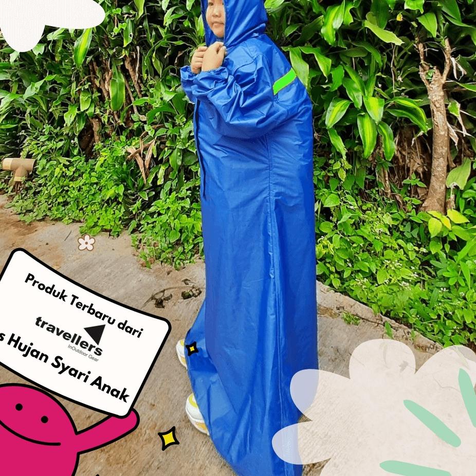 Modern.. Jas Hujan Raincoat Ponco Mantel Mantol Syari Anak Perempuan Laki Laki Tanggung 7-12 Tahun M