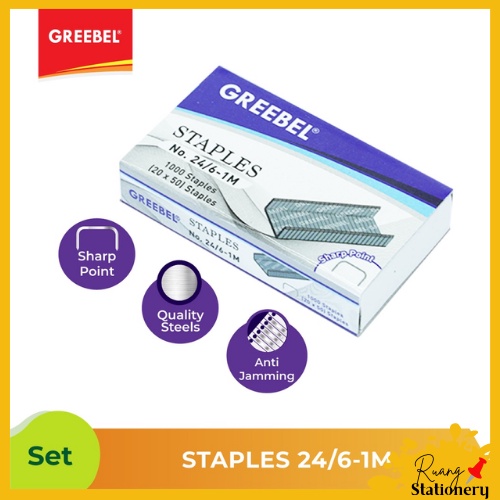 

Isi Staples / Refill Staples by GREEBEL No.24/6-1M untuk stapler HD50 [1 Kotak]