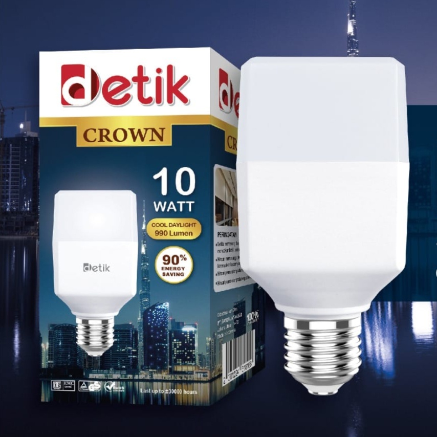 Detik Crown Lampu LED Bulb Kotak 10 Watt - Cahaya Putih