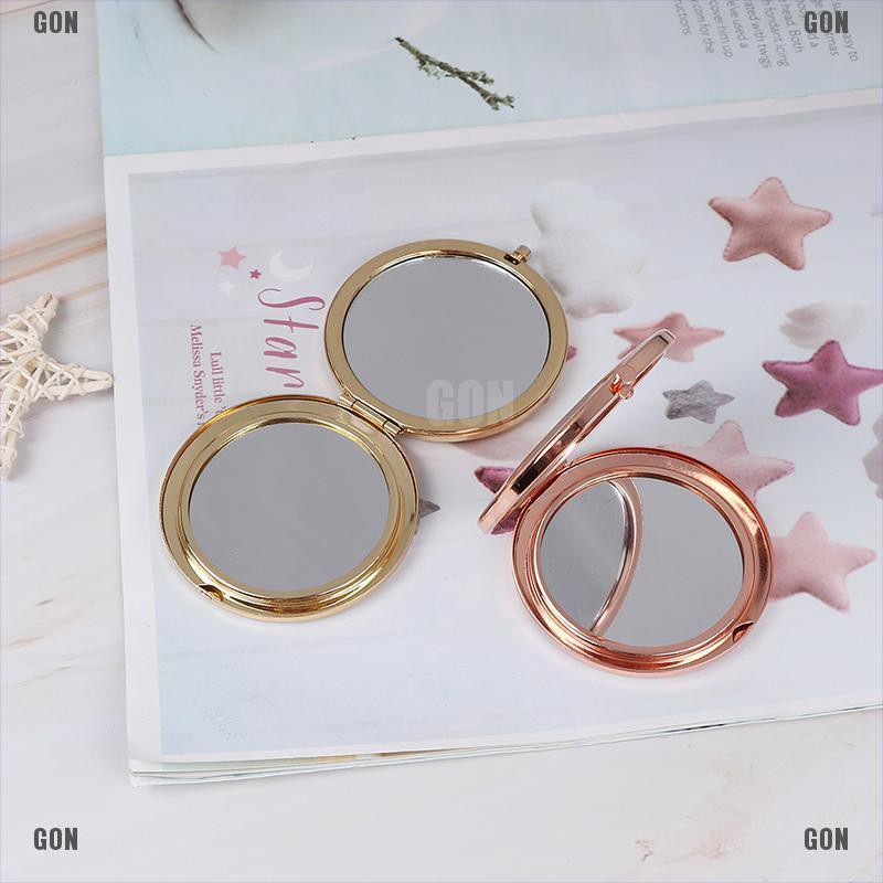 Gongjing1 Cermin Lipat Vintage Compact Bahan Alloy dengan Kaca Pembesar