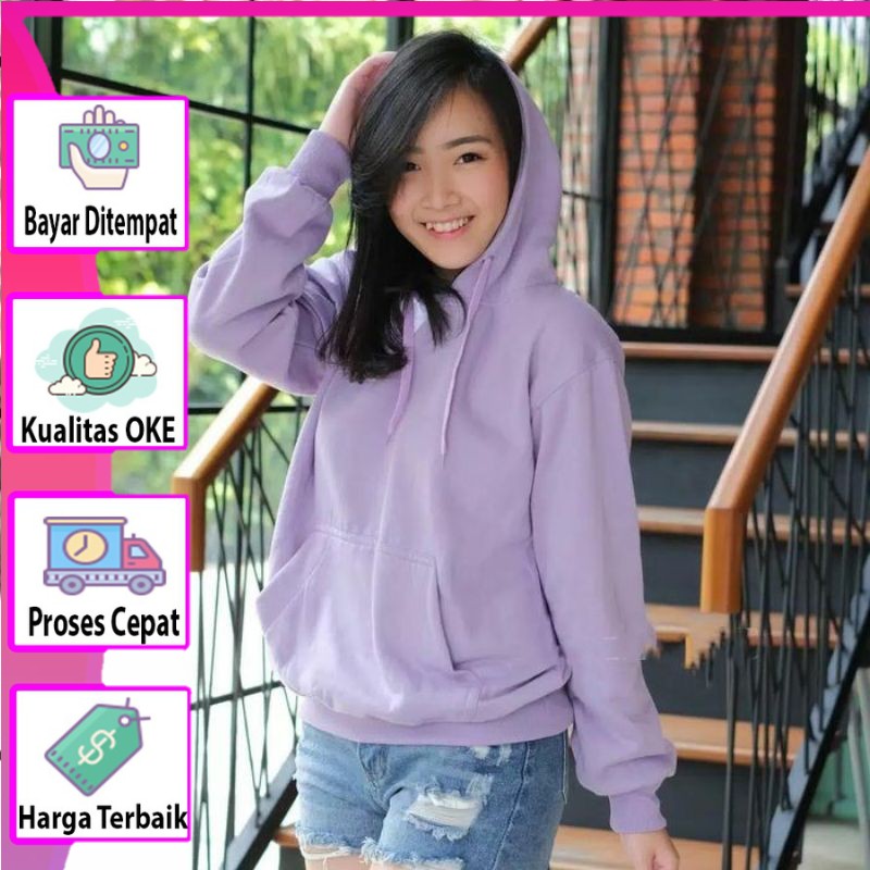Lilac Hodie Sweater Hodie Polos Natural Pria Wanita | Sweater Polos Hodie Fleece Tebal Terlaris
