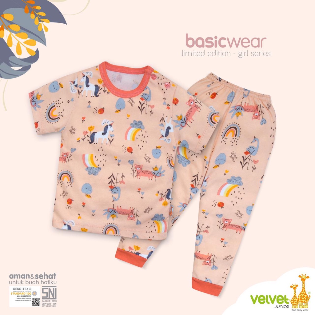 VELVET JUNIOR SETELAN PENDEK CELANA PANJANG CPR MOTIF GIRL FLOURISH GO TO FUTURE