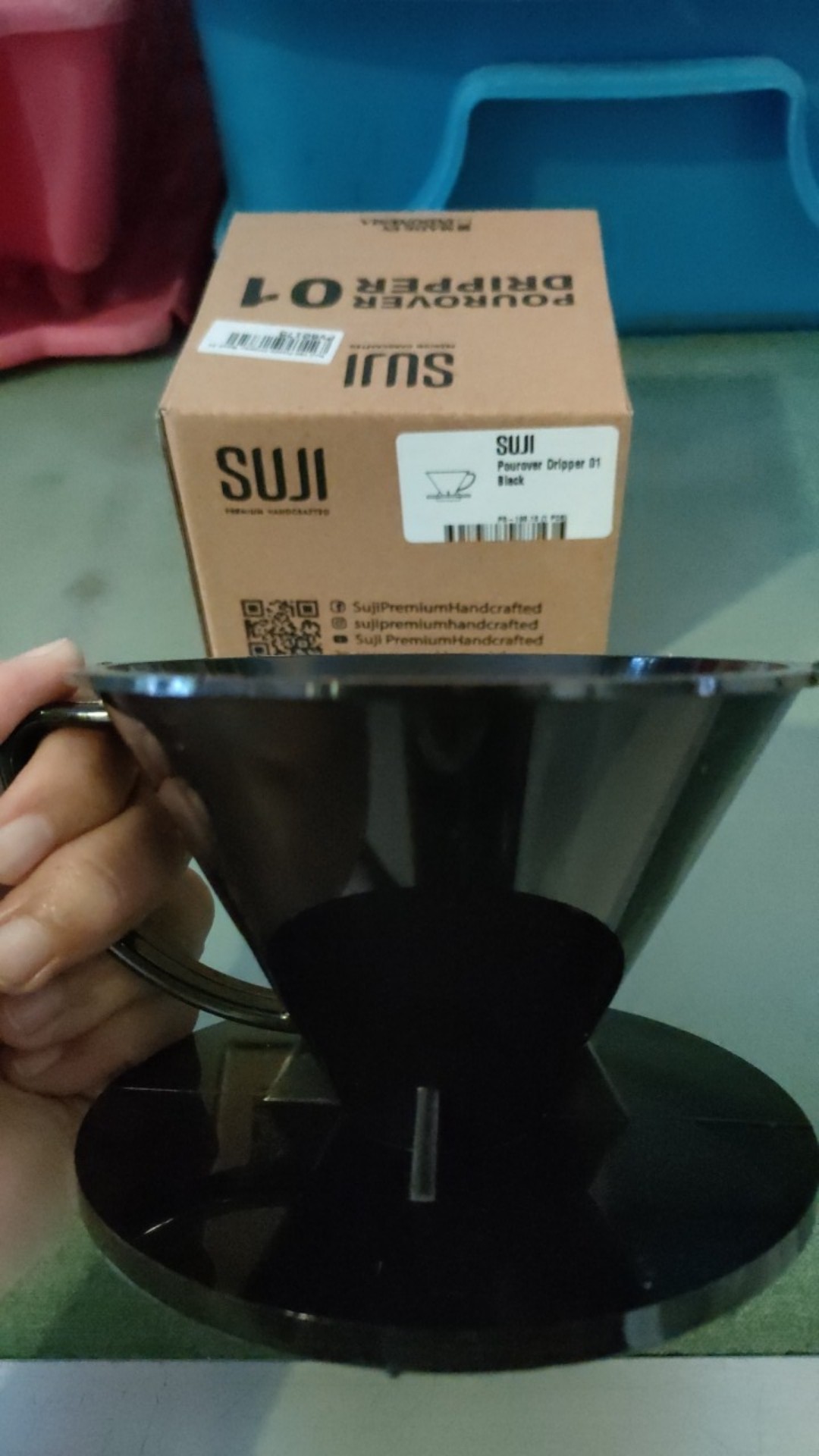 Paketan Seduh Kopi Suji V60 Plastic Dripper Penuang Kopi Size 01 Black