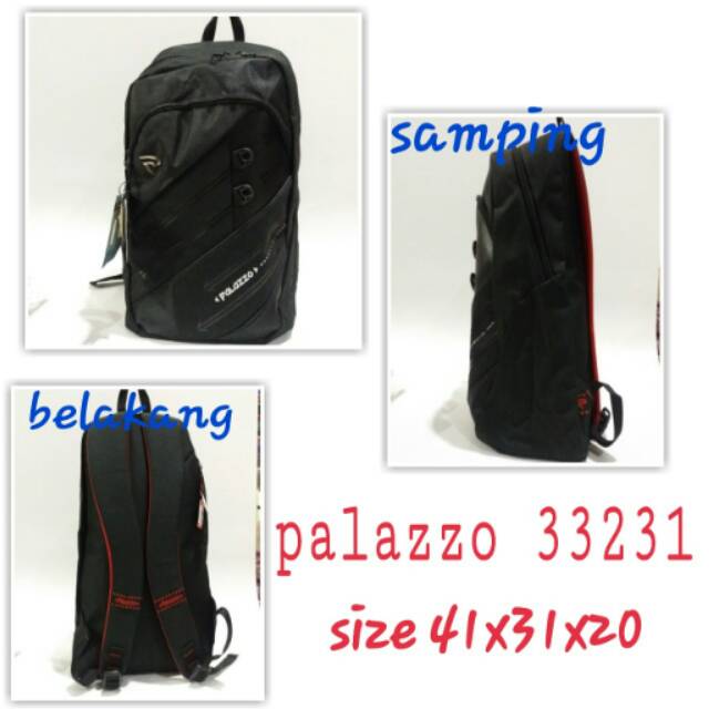 Tas ransel palazzo 33231 tas backpack sekolah blackred