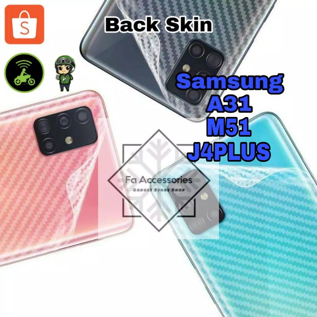 Skin Carbon samsung GALAXY A31 M51 J4 J4PLUS antigores belakanG back PLUS