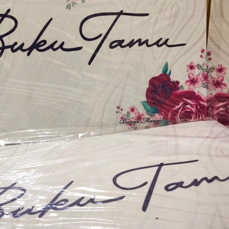☊ 1pcs Buku Tamu Undangan Pernikahan Motif Bunga Cantik Isi 15 Lembar Untuk 600 Tamu Bahan Tebal Haw