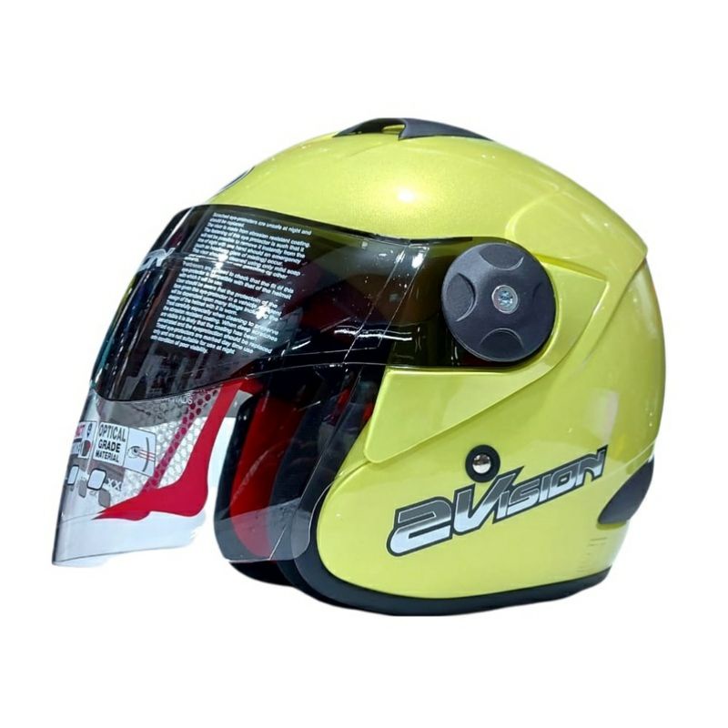 HELM KYT 2VISION SOLIDE KUNING LEMON GLOSSY ORIGINAL SNI DOT