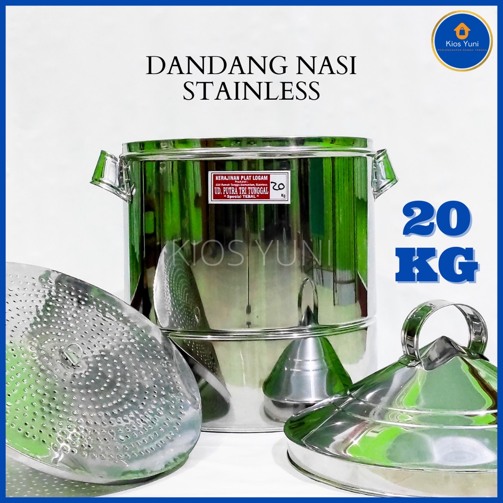 Dandang Nasi Stainless 20 Kg / Dandang Kukusan / Dandang Besar / Panci Kukus / Soblok Nasi