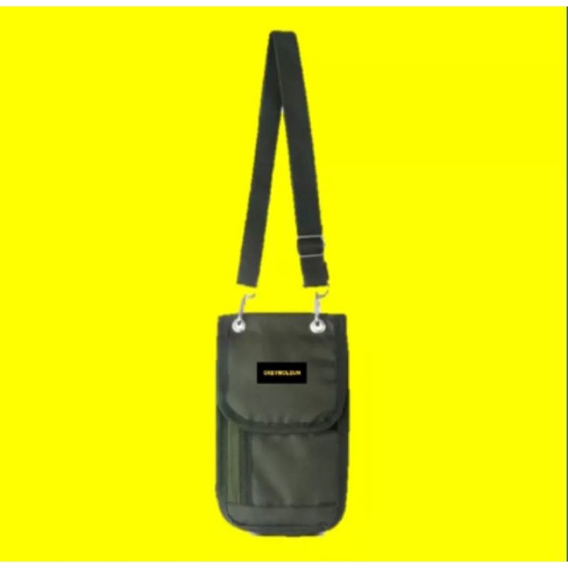 PTM-tas slempang hp mini gantung leher-hanging wallet kartu-dompet hp pria wanita trendy