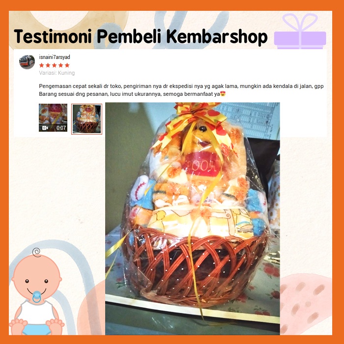 kembarshop TERLARIS paket kado bayi kado lahiran-keranjang bulat ANEKA WARNA-7