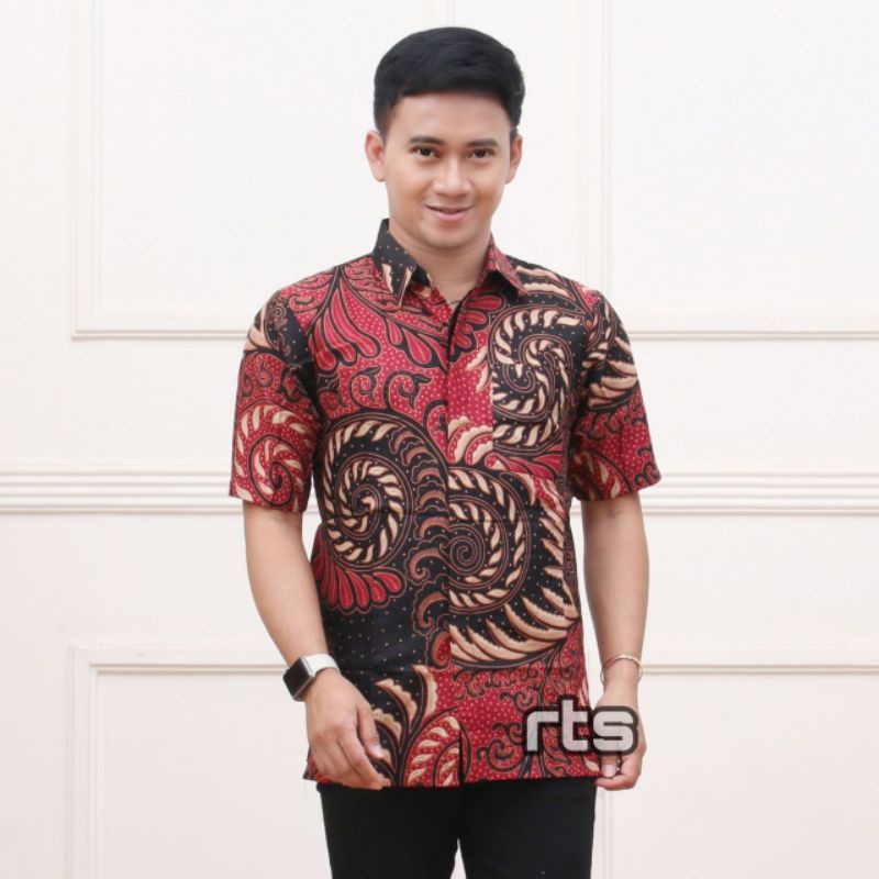 HEM KEMEJA BAJU BATIK PRIA LENGAN PENDEK FASHION PAKAIAN KERJA PRIA