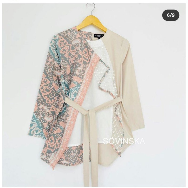 Atasan Batik Wp 132 cream new atasan wanita baju kerja wanita batik modern lengan panjang by sovinsk