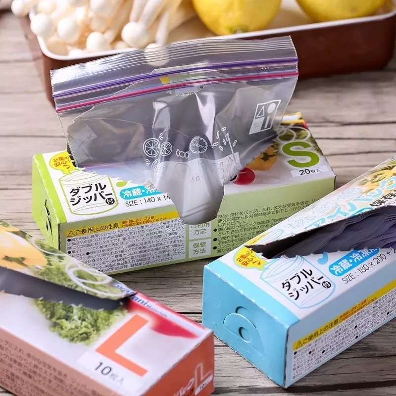 Sc- Kantong Plastik Ziplock Reusable Kulkas Penyimpan Makanan Sayuran Zipper Plastik Tempat Sayur Dan Buah