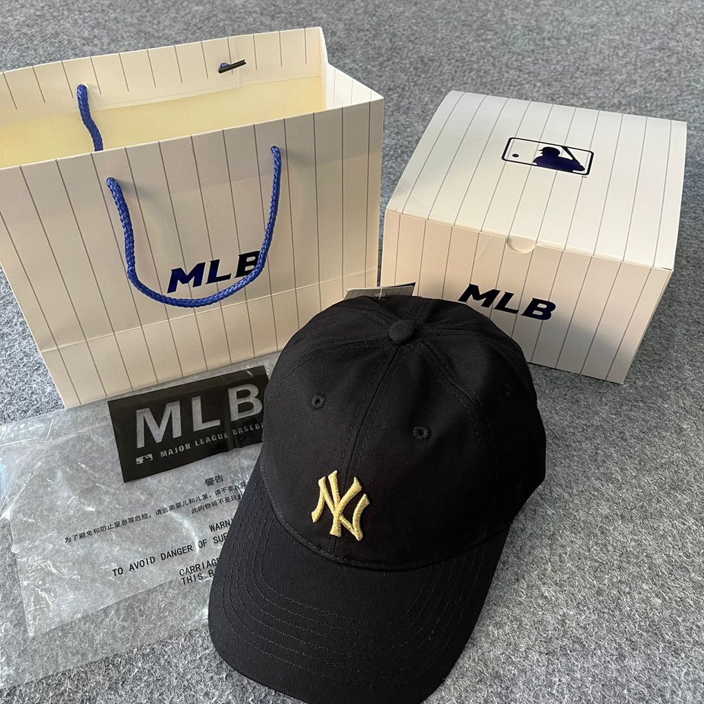 Topi MLB Original Import - NY Vintage Black Logo Gold