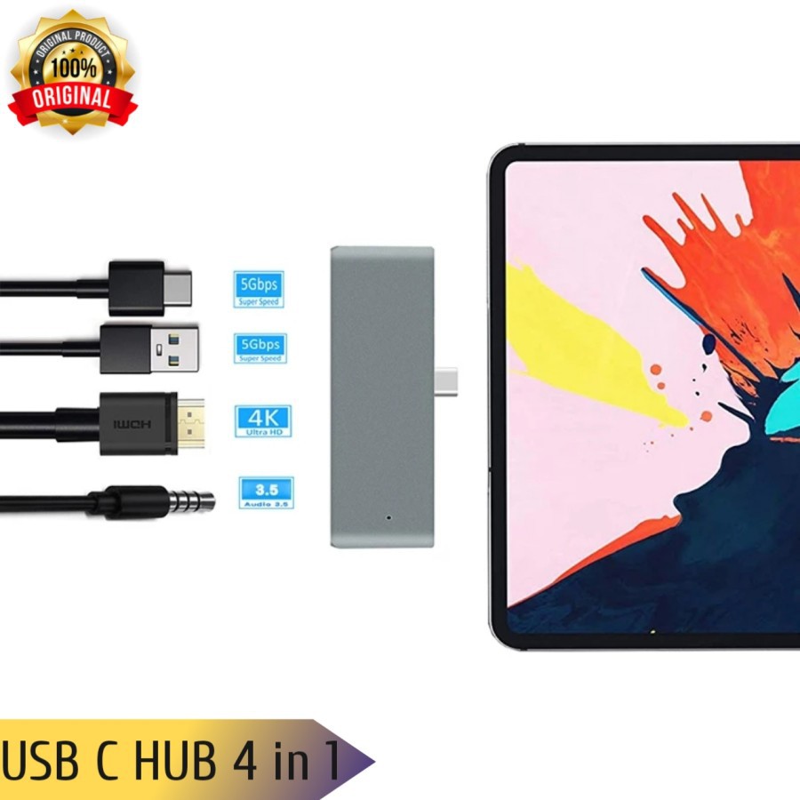 USB Type C to HDMI USB3.0 PD AUX 3.5mm 4in1 For Smartphone Tablet USB C