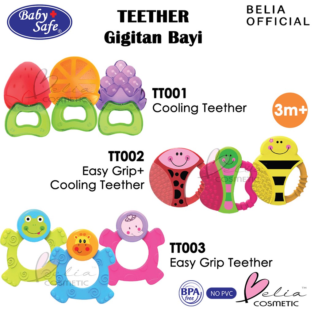 ❤ BELIA ❤ BABY SAFE Cooling Teether, Easy Grip Teether TT 001 002 003 004 005 | gigitan bayi