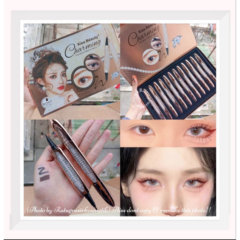 PROMO ECER!!!EYELINER+EYEBROW PENCIL CHARMING 2IN1 KISS BEAUTY NO.59060