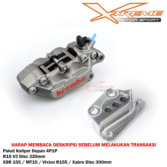 Breket Kaliper WR3 Depan Yamaha R15 V3 With Brembo 4P1P OriginaL - Silver (Kode A 009))