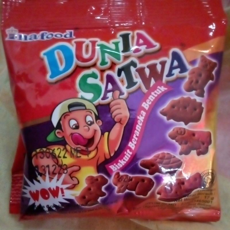 BISKUIT DUNIA SATWA BISCUIT INAFOOD RASA SATE COKELAT BERANEKA BENTUK UNIK RENCENG ISI 10 BKS