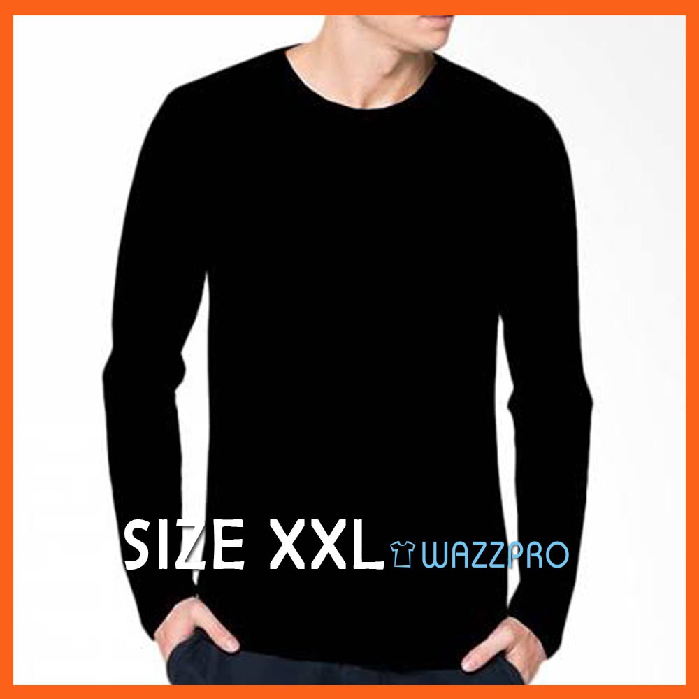 XXL Kaos Polos Distro Pria Wanita Cotton Combed 30s Lengan Panjang Hitam / Baju Polos Cowok XXL