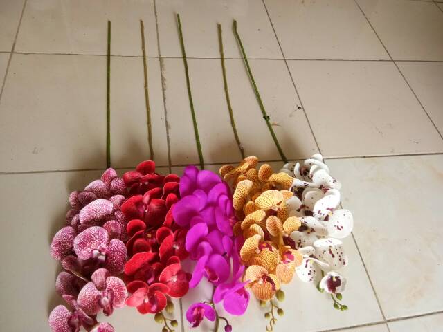 Anggrek latex jumbo 9 kepala bunga/anggrek artificial/bunga anggrek plastik/anggrek karet/TERMURAH  