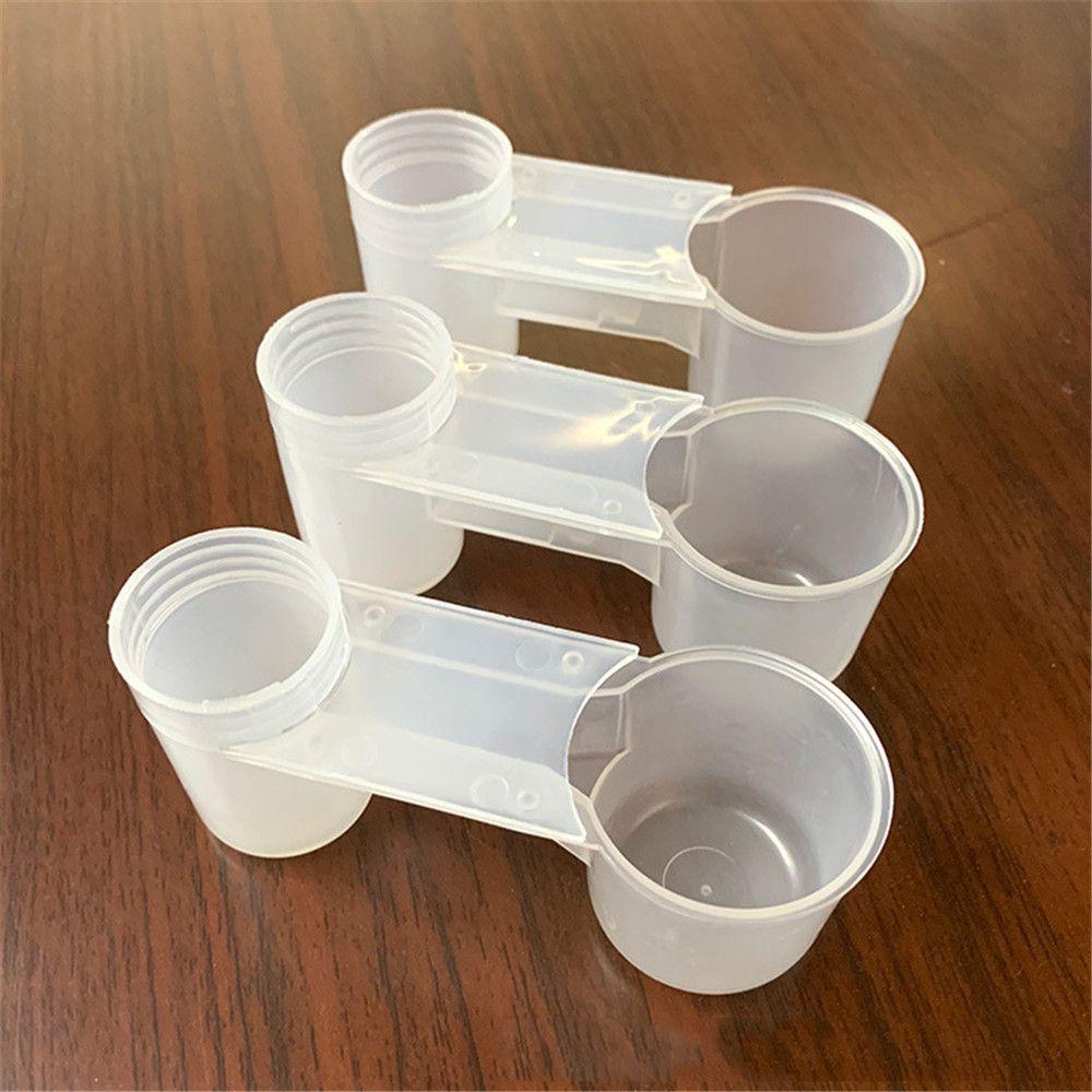 Solighter 10pcs Tempat Makan Burung Gelas Minum Plastik Double-head Drinking Cup Automatic Minum Air Mancur Double Mouth Drinker