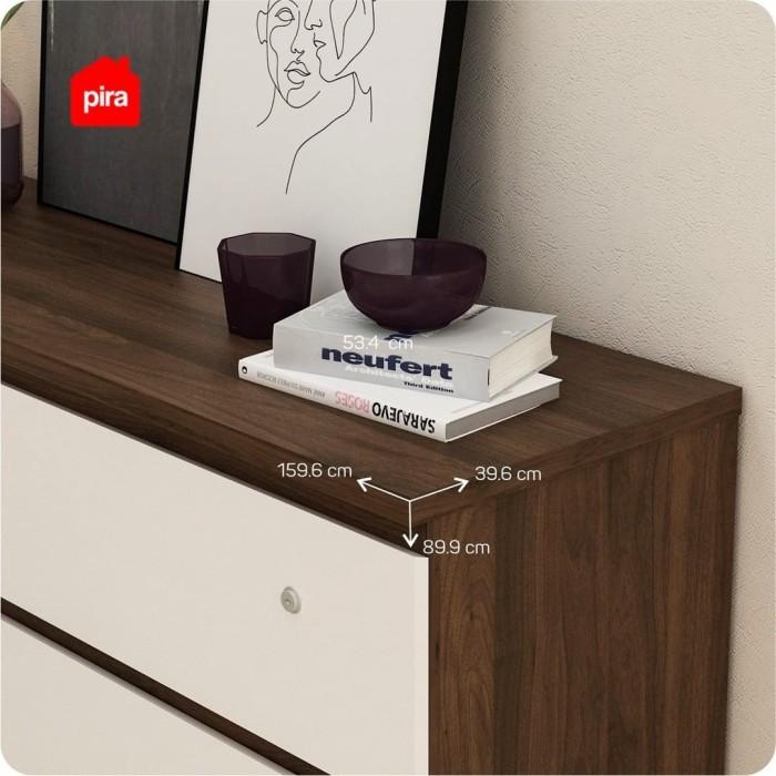 PIRA - OSLO CH3+3 Lemari Laci Kayu gelap - Putih Brown Walnut - White Best Seller