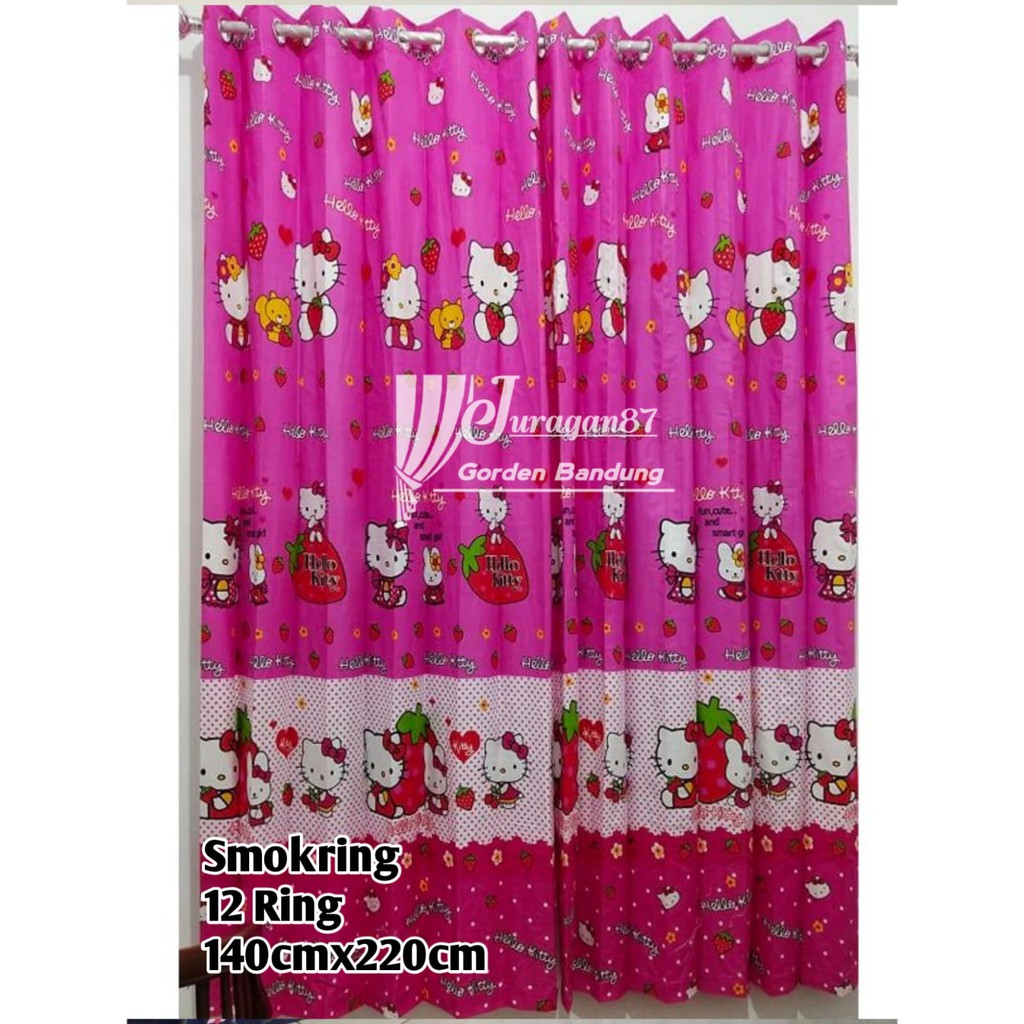 [HUSNA COLLECTION] GORDEN SMOKRING MOTIF HELLO KITTY PINK TERBARU