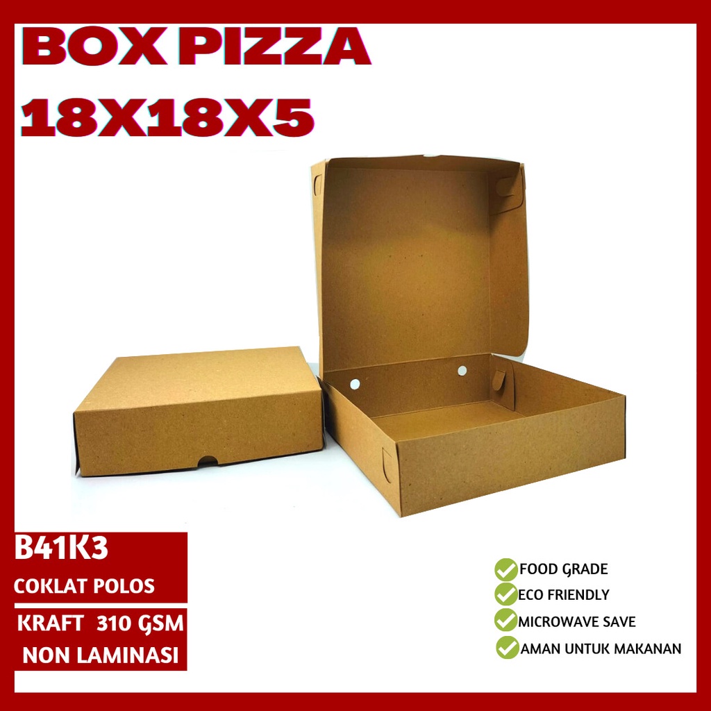 Kardus Pizza Dus Pizza 18x18 Box Pizza (B41K3-18X18X5 Cm)