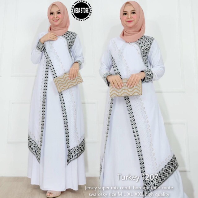 Abaya Putih Bordir/Gamis Arab Promo-SS