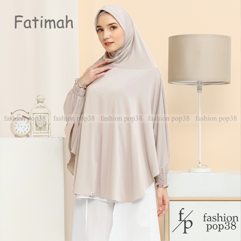 ORIGINAL khimar Fatimah Bergo lengan jilbab kombinasi tangan Bahan GOOD JERSEY-coksu
