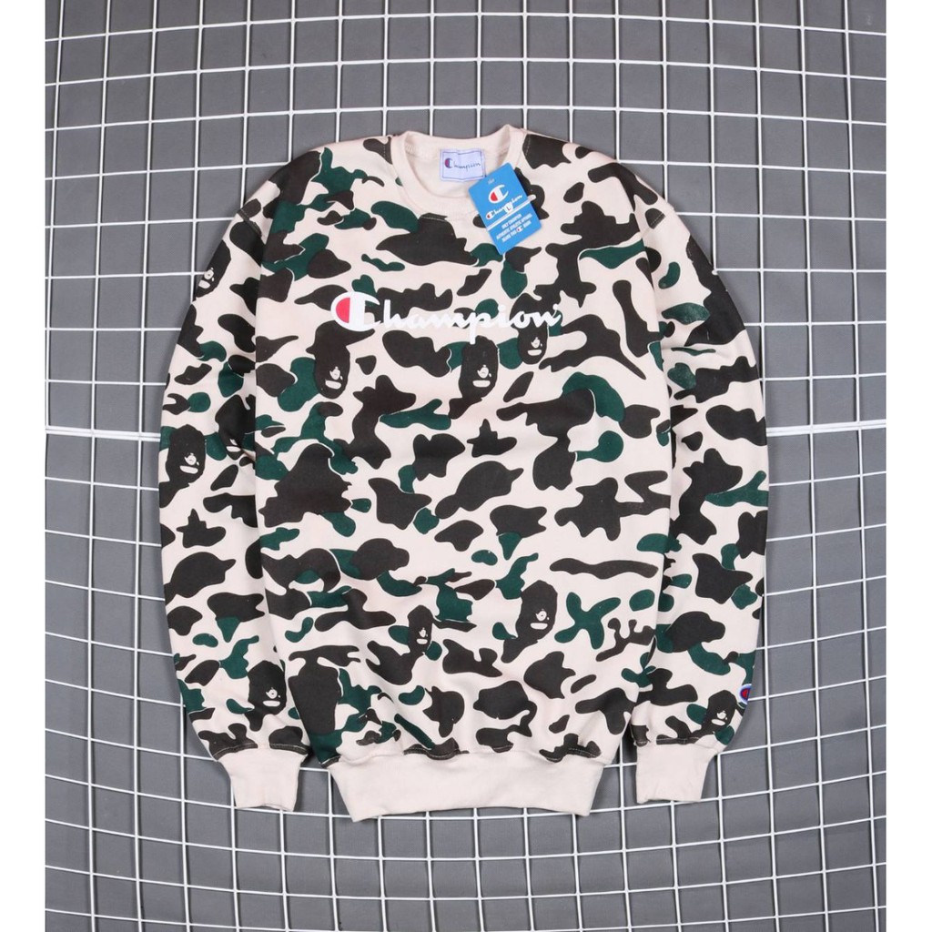 JAKET SWEATER CREWNECK BS CHAMP CAMO UNISEX PREMIUM QUALITY